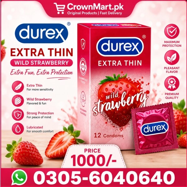 Durex Strawberry Flavoured Condoms With Dots 12 Pack